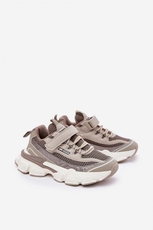 Sneakers modelio batai batai Vaikiški sportbačiai su lipniais užsegimais chaki spalvos Ronivelle