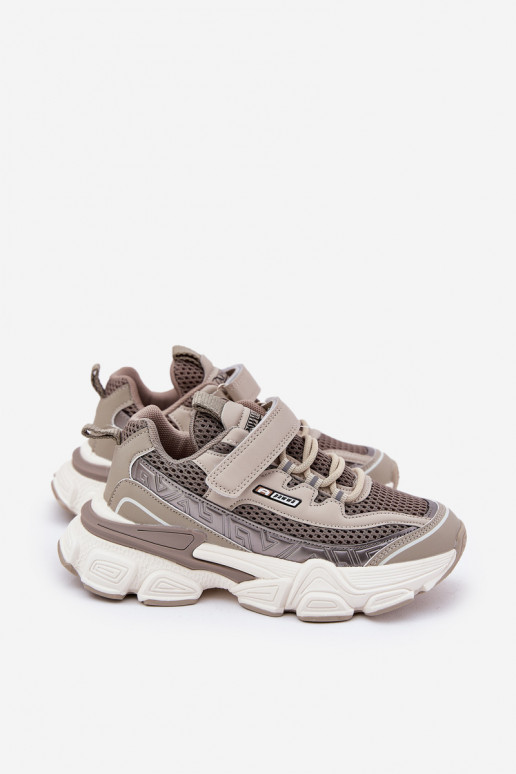 Sneakers modelio batai batai Vaikiški sportbačiai su lipniais užsegimais chaki spalvos Ronivelle