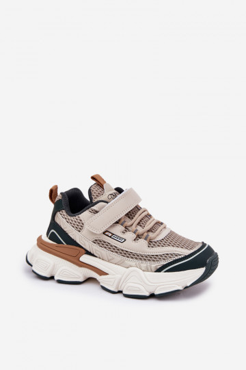 Sneakers modelio batai batai Vaikiški sportbačiai su lipniais užsegimais smėlio spalvos Ronivelle