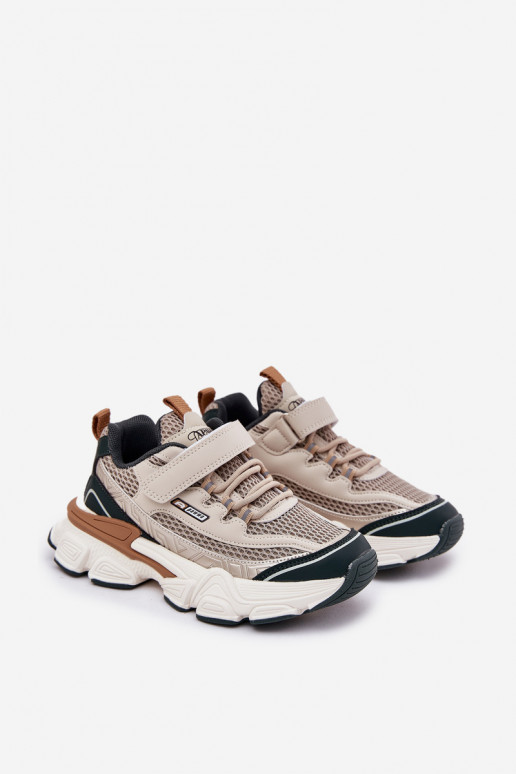 Sneakers modelio batai batai Vaikiški sportbačiai su lipniais užsegimais smėlio spalvos Ronivelle