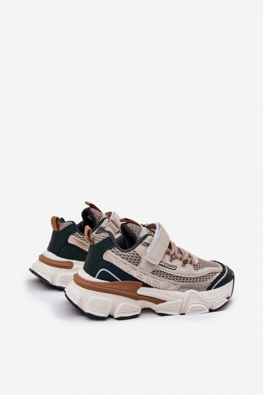 Sneakers modelio batai batai Vaikiški sportbačiai su lipniais užsegimais smėlio spalvos Ronivelle