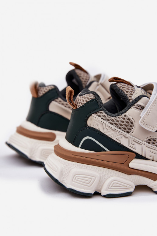 Sneakers modelio batai batai Vaikiški sportbačiai su lipniais užsegimais smėlio spalvos Ronivelle