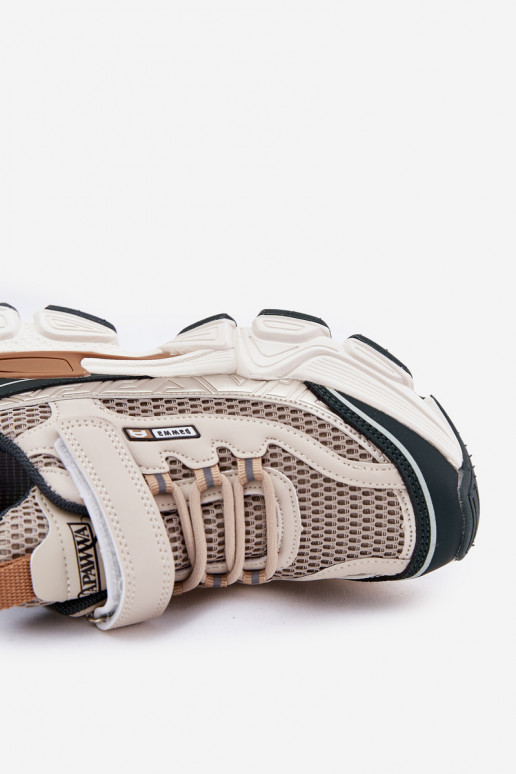 Sneakers modelio batai batai Vaikiški sportbačiai su lipniais užsegimais smėlio spalvos Ronivelle