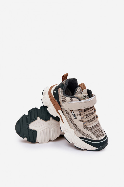 Sneakers modelio batai batai Vaikiški sportbačiai su lipniais užsegimais smėlio spalvos Ronivelle