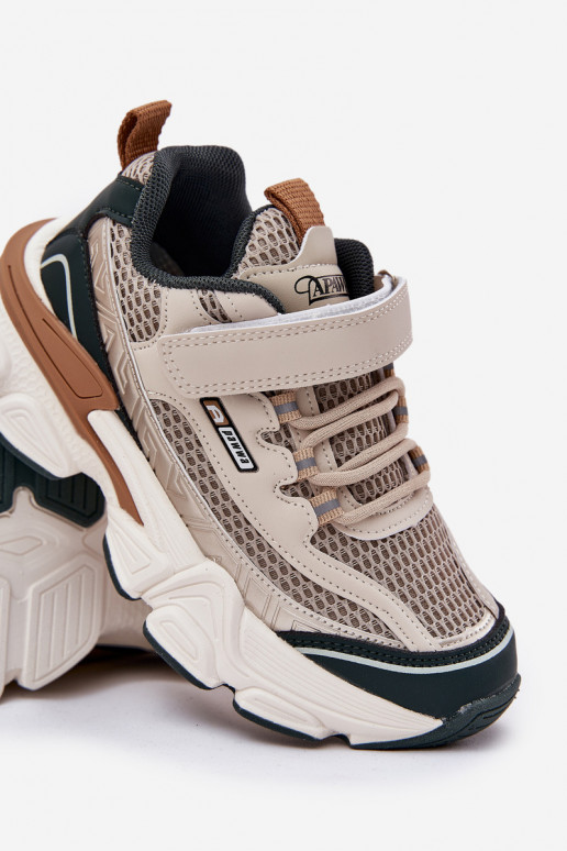 Sneakers modelio batai batai Vaikiški sportbačiai su lipniais užsegimais smėlio spalvos Ronivelle