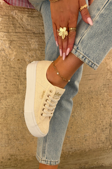 Laisvalaikio bateliai su nėriniais Lee Cooper LCIN-25-31-3440L smėlio spalvos 2