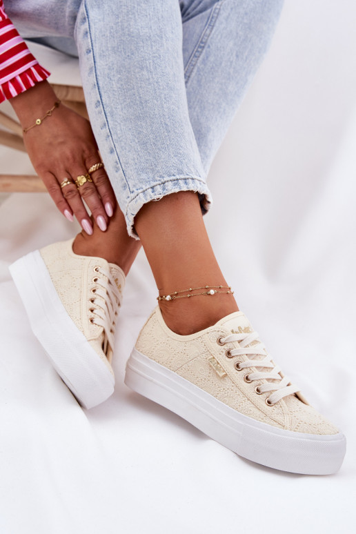 Laisvalaikio bateliai su nėriniais Lee Cooper LCIN-25-31-3440L smėlio spalvos Laisvalaikio bateliai su nėriniais Lee Cooper LCIN-25-31-3440L smėlio spalvos