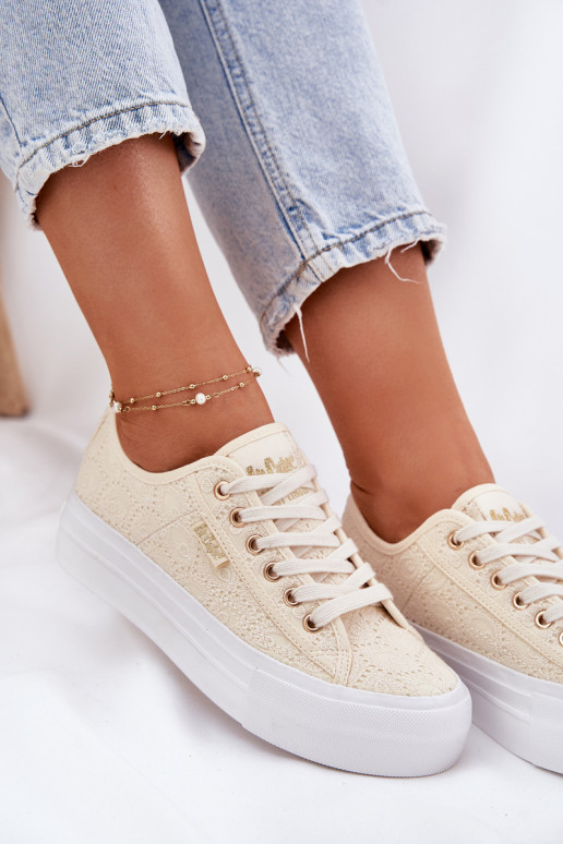 Laisvalaikio bateliai su nėriniais Lee Cooper LCIN-25-31-3440L smėlio spalvos Laisvalaikio bateliai su nėriniais Lee Cooper LCIN-25-31-3440L smėlio spalvos