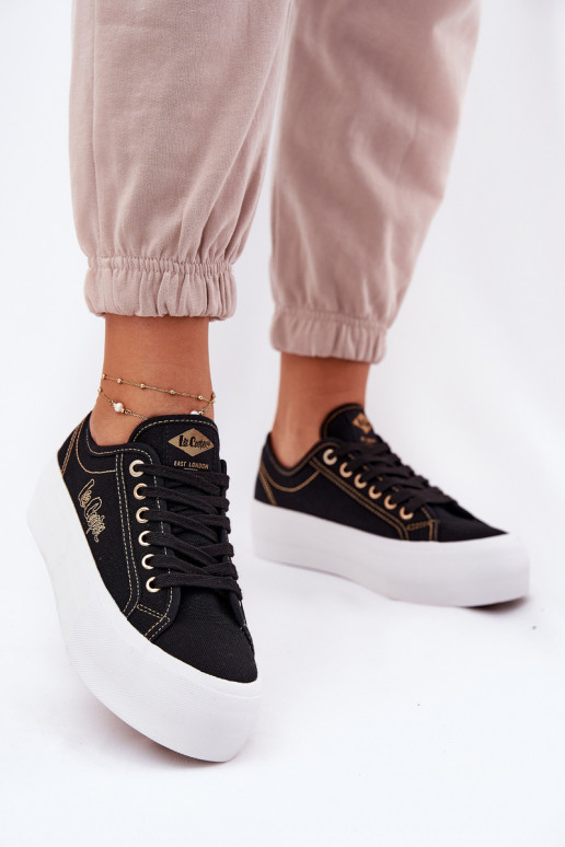 Tekstiliniai sportbačiai su platforma Lee Cooper LCIN-25-31-3431L juodos spalvos Tekstiliniai sportbačiai su platforma Lee Cooper LCIN-25-31-3431L juodos spalvos