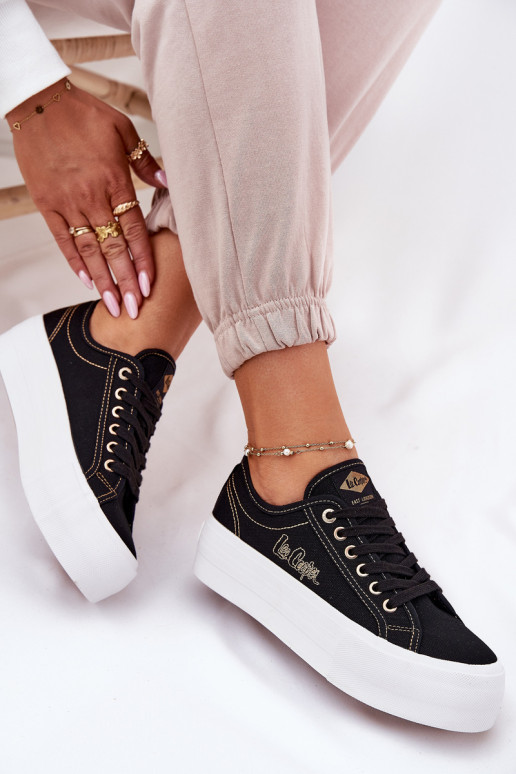 Tekstiliniai sportbačiai su platforma Lee Cooper LCIN-25-31-3431L juodos spalvos Tekstiliniai sportbačiai su platforma Lee Cooper LCIN-25-31-3431L juodos spalvos