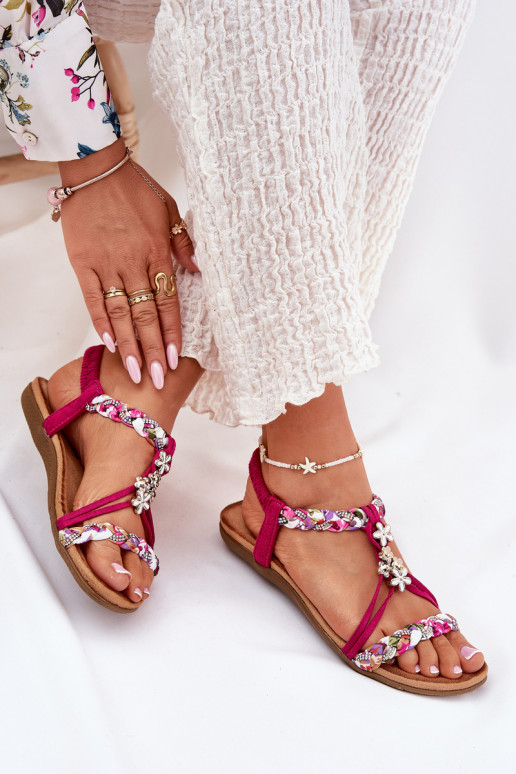 Lygiapadės basutės moterims Z Plecionymi Paskami I Przypinkami Artiker 56C1314 rožinės spalvos Lygiapadės basutės moterims Z Plecionymi Paskami I Przypinkami Artiker 56C1314 rožinės spalvos