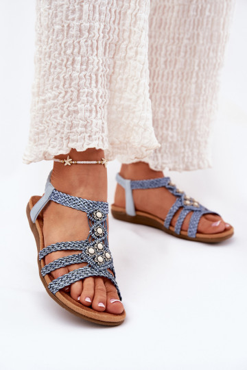 basutės Moteriška lygiapadžiai Z Plecionymi Paskami Artiker 56C1325 mėlynos spalvos