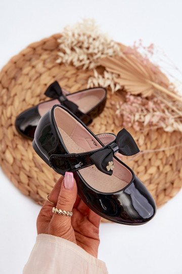 balerinos Vaikiški su lako efektu su kaspinais su lipniais užsegimais juodos spalvos Kocia 2