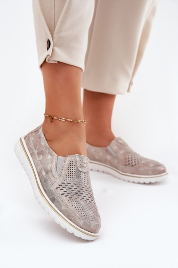 iš zomšos batai Įsispiriamo modelio smėlio spalvos-aukso spalvos Inez