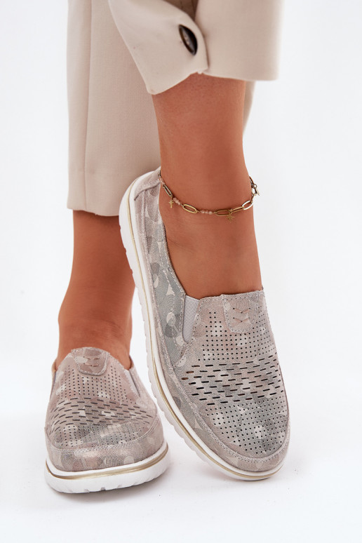 iš zomšos batai Įsispiriamo modelio smėlio spalvos-aukso spalvos Inez