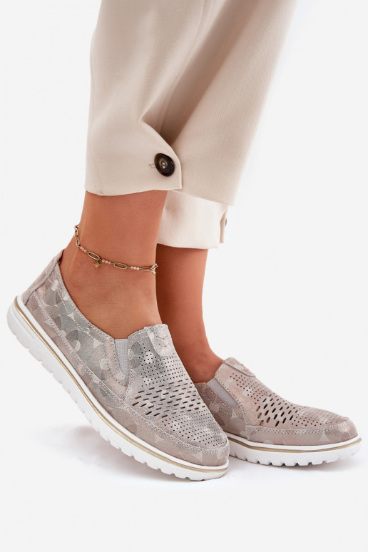 iš zomšos batai Įsispiriamo modelio smėlio spalvos-aukso spalvos Inez