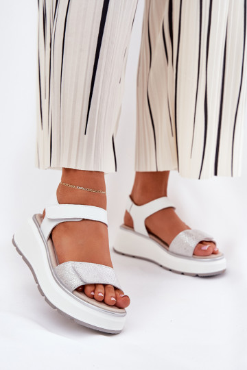 Moteriškos basutės Moteriškas Platformie I Koturnie su lipniais užsegimais S.Barski LR51-543 sidabro spalvos 2