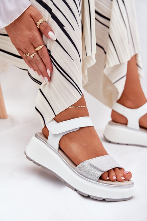 Moteriškos basutės Moteriškas Platformie I Koturnie su lipniais užsegimais S.Barski LR51-543 sidabro spalvos