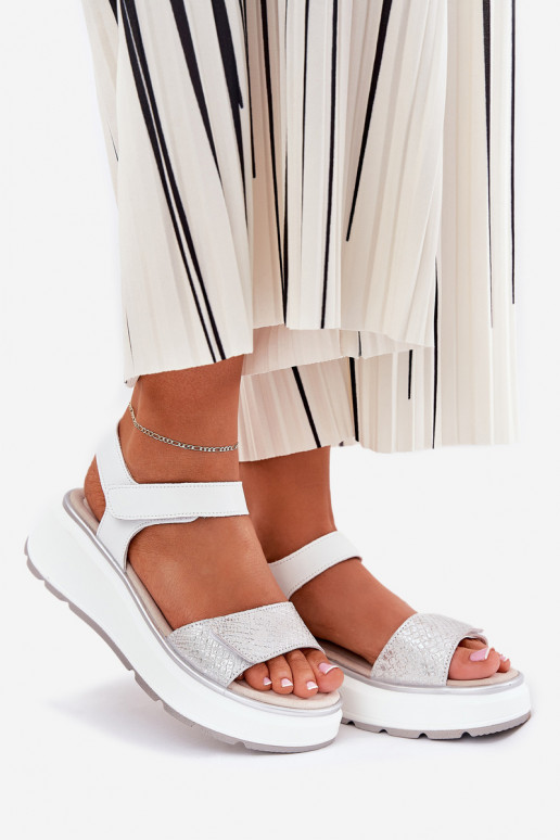 Moteriškos basutės Moteriškas Platformie I Koturnie su lipniais užsegimais S.Barski LR51-543 sidabro spalvos