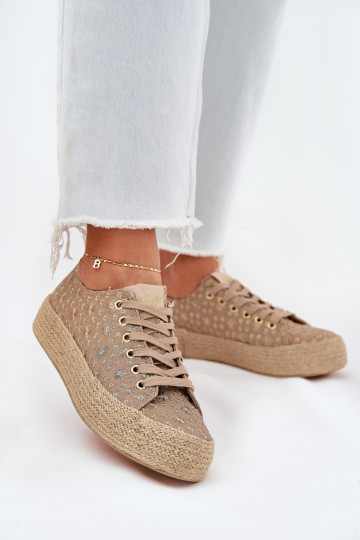 Raštuoti laisvalaikio bateliai su platforma Lee Cooper LCIN-25-08-3646L chaki spalvos