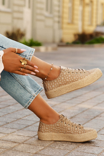 Raštuoti laisvalaikio bateliai su platforma Lee Cooper LCIN-25-08-3646L chaki spalvos 2