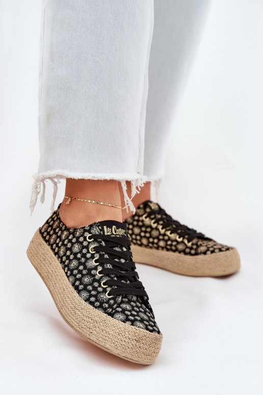 Raštuoti laisvalaikio bateliai su platforma Lee Cooper LCIN-25-08-3647L juodos spalvos