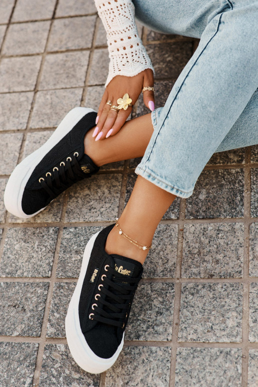 Laisvalaikio bateliai su nėriniais Lee Cooper LCIN-25-31-3439L juodos spalvos