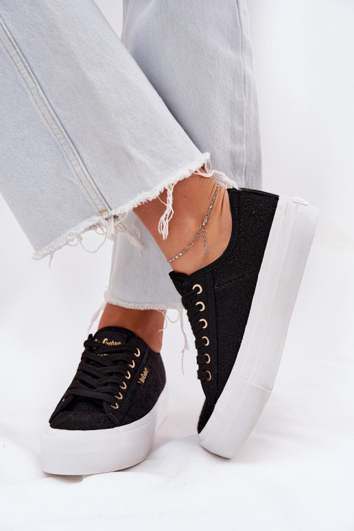 Laisvalaikio bateliai su nėriniais Lee Cooper LCIN-25-31-3439L juodos spalvos