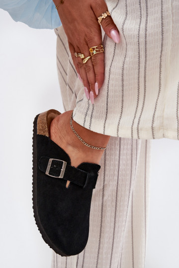 zomšinės šlepetės Klumpės Moteriškas su sagtimis Big Star RR274A384 juodos spalvos 2