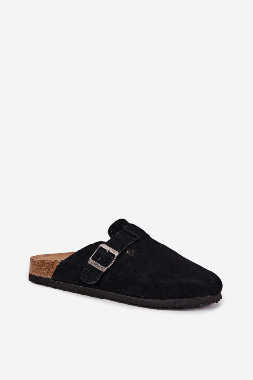 zomšinės šlepetės Klumpės Moteriškas su sagtimis Big Star RR274A384 juodos spalvos