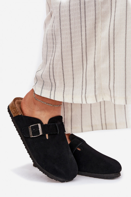 zomšinės šlepetės Klumpės Moteriškas su sagtimis Big Star RR274A384 juodos spalvos