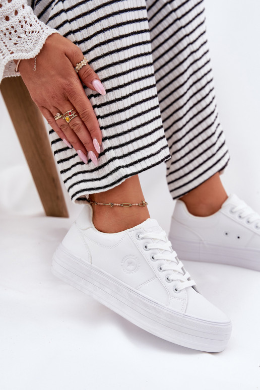 Eko Oda Laisvalaikio bateliai su platforma Big Star RR274298 baltos spalvos Eko Oda Laisvalaikio bateliai su platforma Big Star RR274298 baltos spalvos