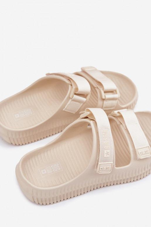 Lengvos šlepetės Moteriškos šlepetės Z su limpančiu užsegimuami Big Star RR274A529 smėlio spalvos