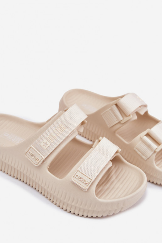 Lengvos šlepetės Moteriškos šlepetės Z su limpančiu užsegimuami Big Star RR274A529 smėlio spalvos