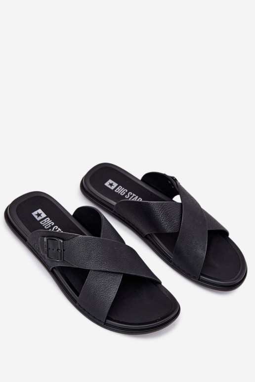 Odinės šlepetės Vyriški su sagtimis Big Star RR174076 juodos spalvos