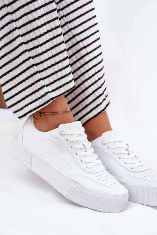 Žemas Sneakers modelio batai iš eko odos Big Star RR274303 baltos spalvos Žemas Sneakers modelio batai iš eko odos Big Star RR274303 baltos spalvos