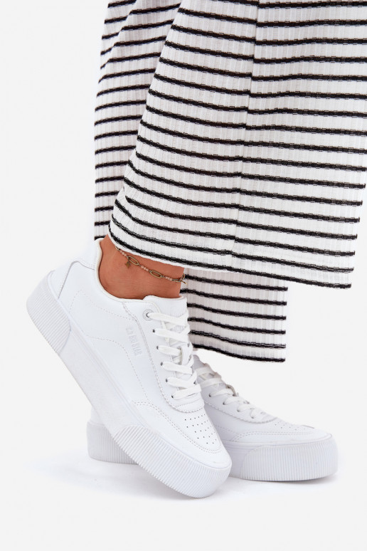 Žemas Sneakers modelio batai iš eko odos Big Star RR274303 baltos spalvos Žemas Sneakers modelio batai iš eko odos Big Star RR274303 baltos spalvos