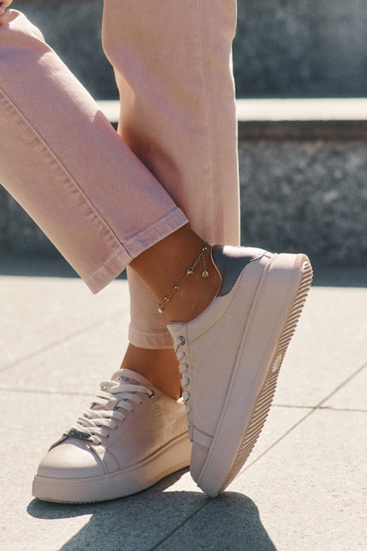 Sneakers modelio batai Moteriškas iš eko odos Big Star RR274259 smėlio spalvos