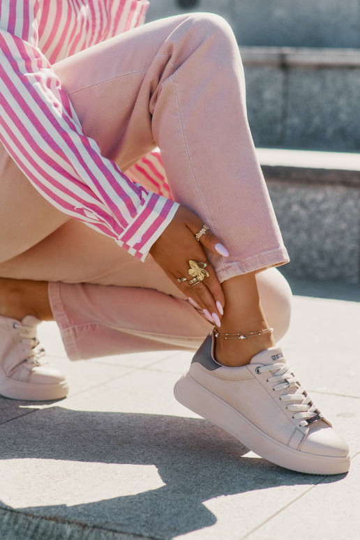 Sneakers modelio batai Moteriškas iš eko odos Big Star RR274259 smėlio spalvos