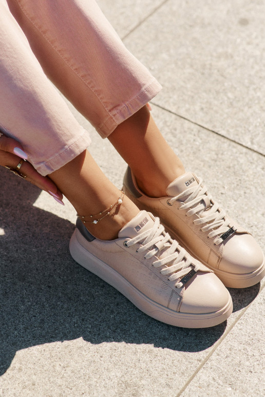 Sneakers modelio batai Moteriškas iš eko odos Big Star RR274259 smėlio spalvos