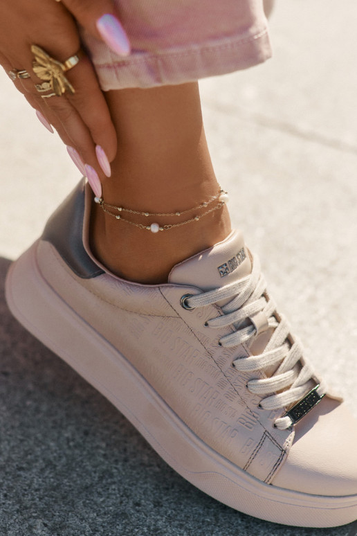 Sneakers modelio batai Moteriškas iš eko odos Big Star RR274259 smėlio spalvos