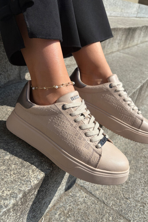 Sneakers modelio batai Moteriškas iš dirbtinės odos Big Star RR274259 smėlio spalvos