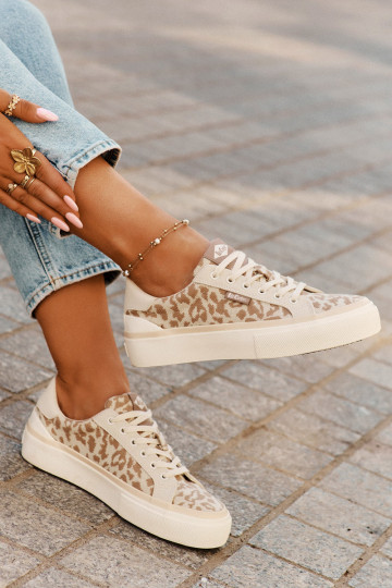 Žemas Laisvalaikio bateliai su leopardo kailio raštais Lee Cooper LCIN-25-02-3330L smėlio spalvos