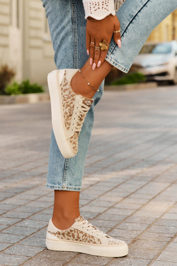 Žemas Laisvalaikio bateliai su leopardo kailio raštais Lee Cooper LCIN-25-02-3330L smėlio spalvos 2