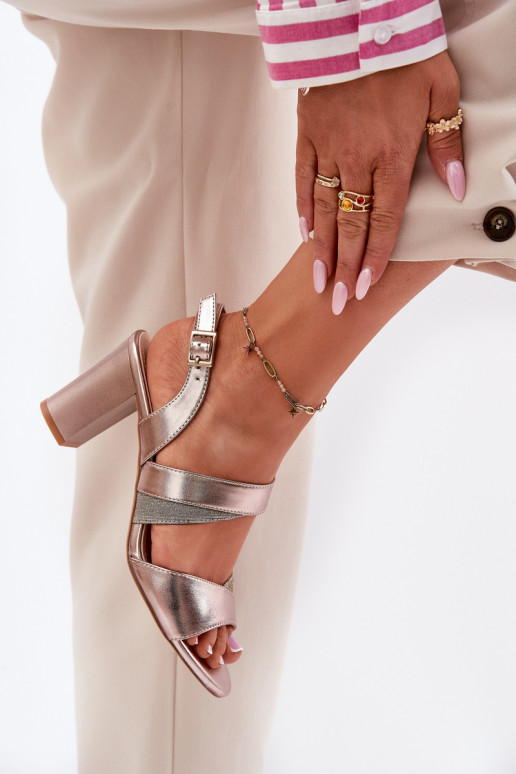 Moteriškos aukštakulnės basutės Sergio Leone SK866 rausvo aukso spalvos