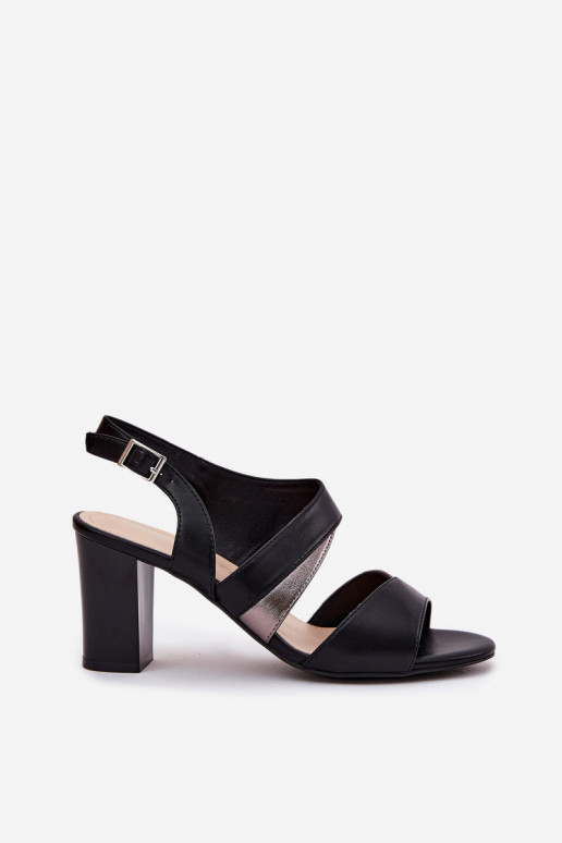 Moteriškos aukštakulnės basutės Sergio Leone SK866 juodos spalvos