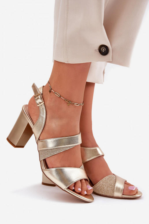 Moteriškos aukštakulnės basutės Sergio Leone SK866 aukso spalvos
