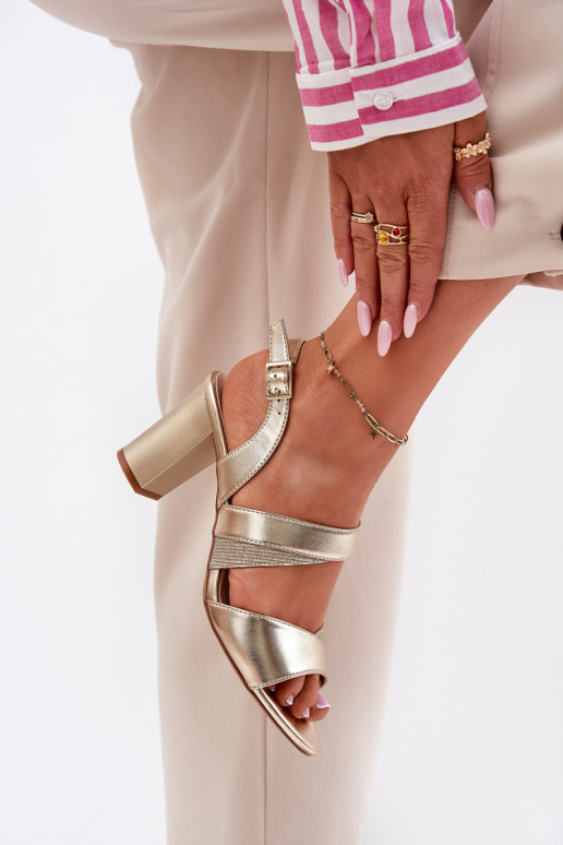 Moteriškos aukštakulnės basutės Sergio Leone SK866 aukso spalvos