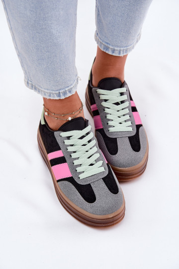 Žemas Sneakers modelio batai su platforma juodos spalvos Ovivene 2