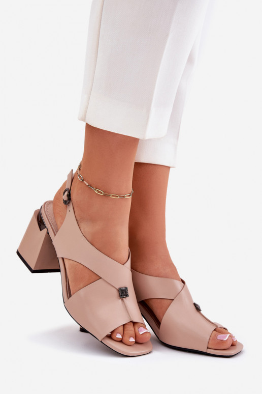 Elegantiško stiliaus Moteriškos aukštakulnės basutės Vinceza 62238 smėlio spalvos